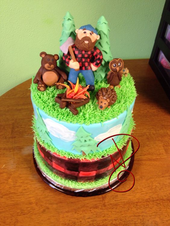 Lumberjack Baby Shower Cake