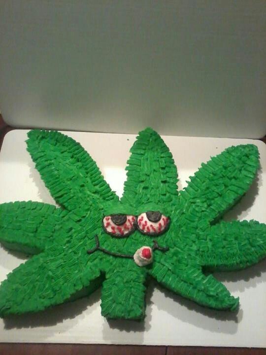 Marijuana Leaf Birthday Cake