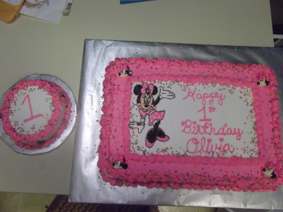 Minnie Mouse 1st Birthday Sheet Cake Buttercream