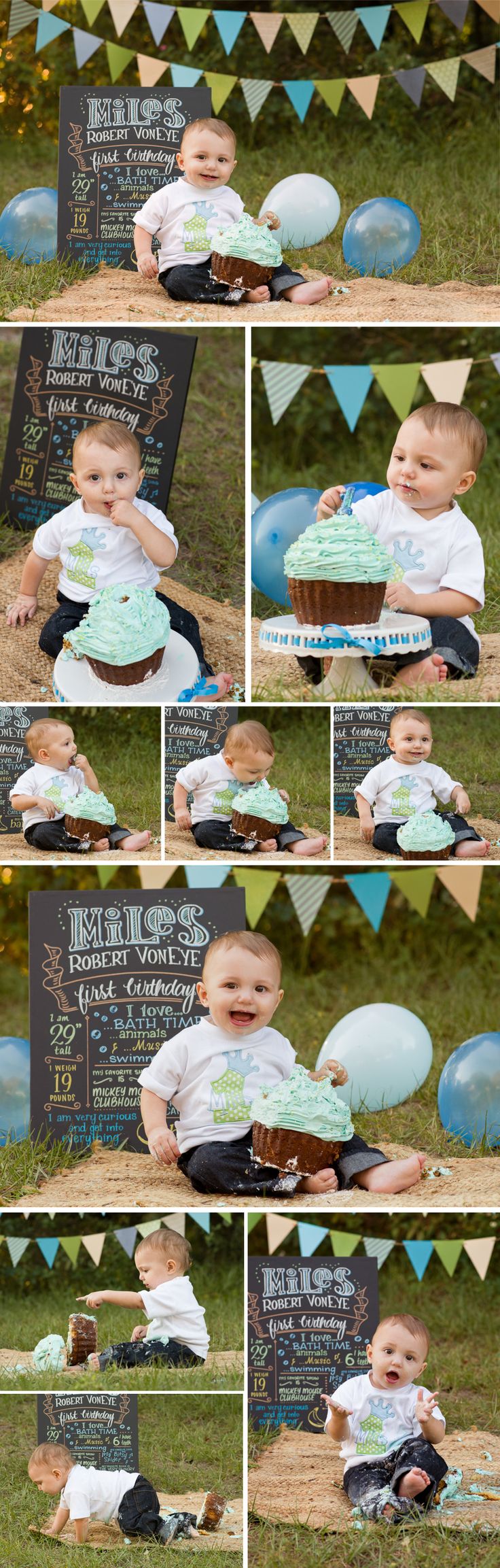 Outdoor Cake Smash 1st Birthday Boy