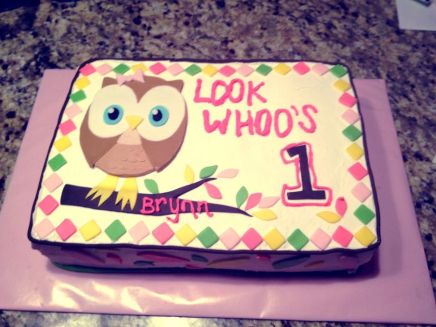 Owl First Birthday Cake