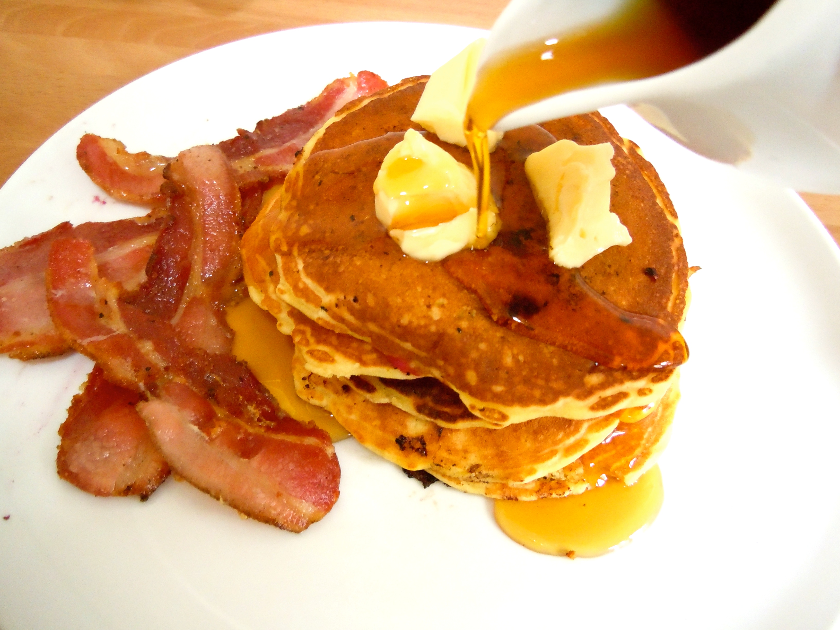 Pancakes and Bacon with Maple Syrup