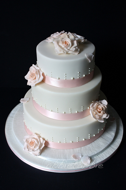 Peach and Ivory Wedding Cake