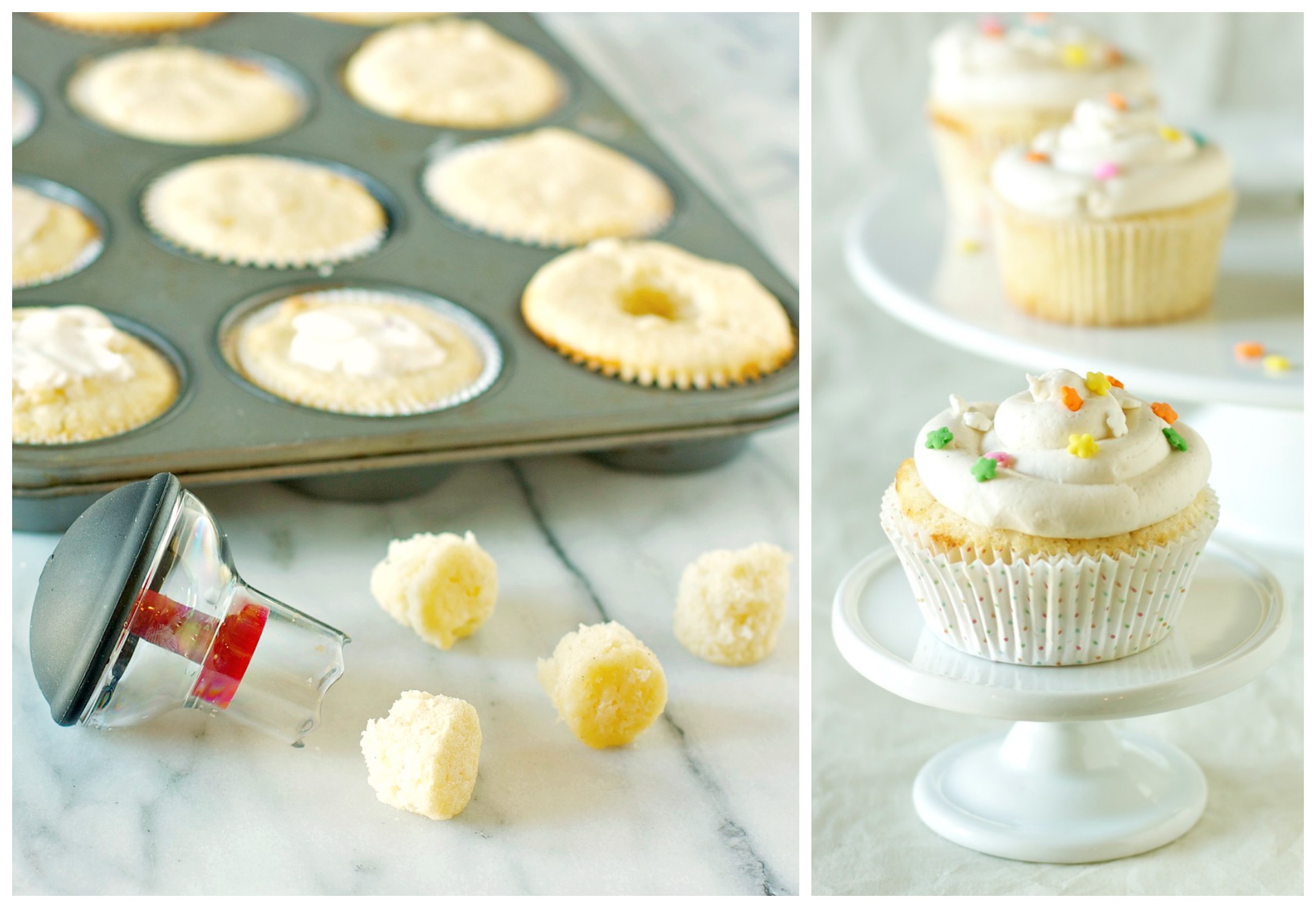 Peach Cupcakes with Vanilla Filling