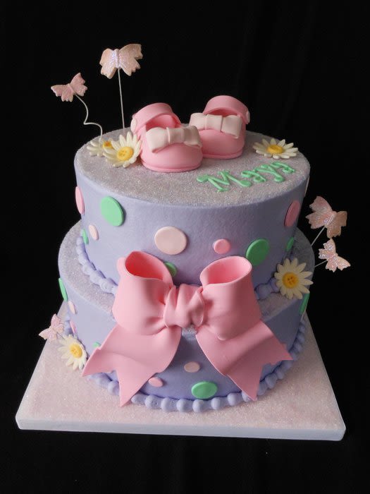 Pink and Purple Baby Shower Cake