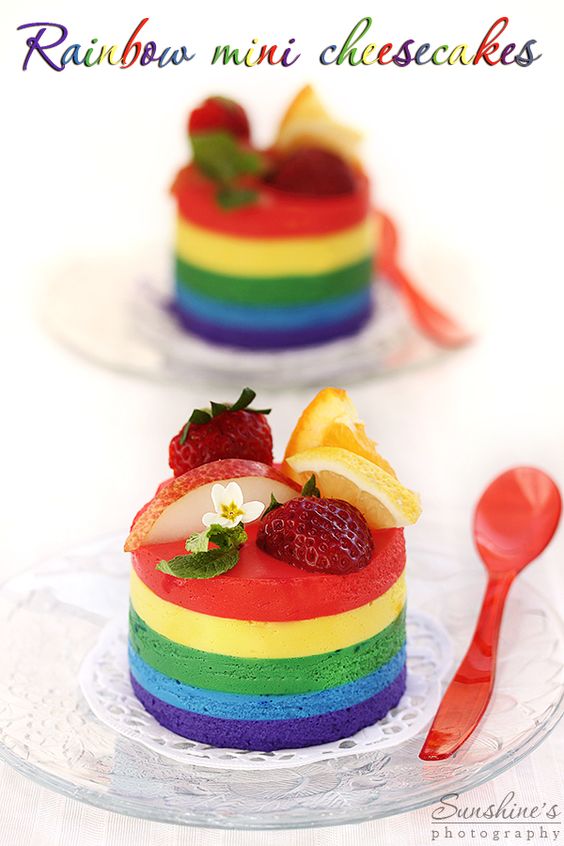 Rainbow Mini Cheesecakes