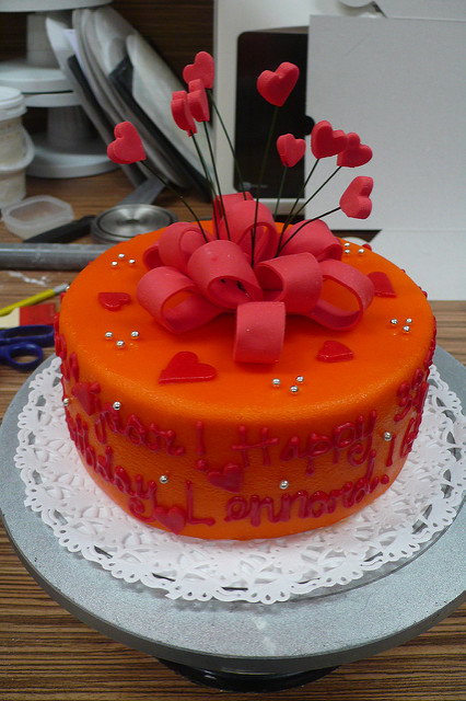 Red Ribbon Birthday Cake