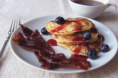 Side of Pancakes with Blueberries