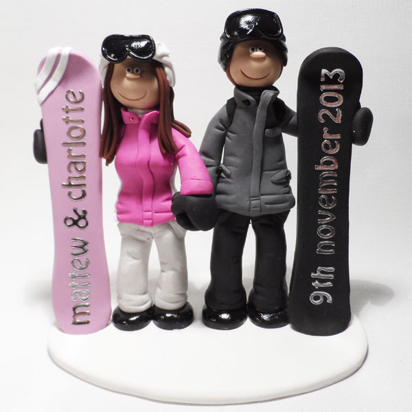 Snowboarding Wedding Cake Topper