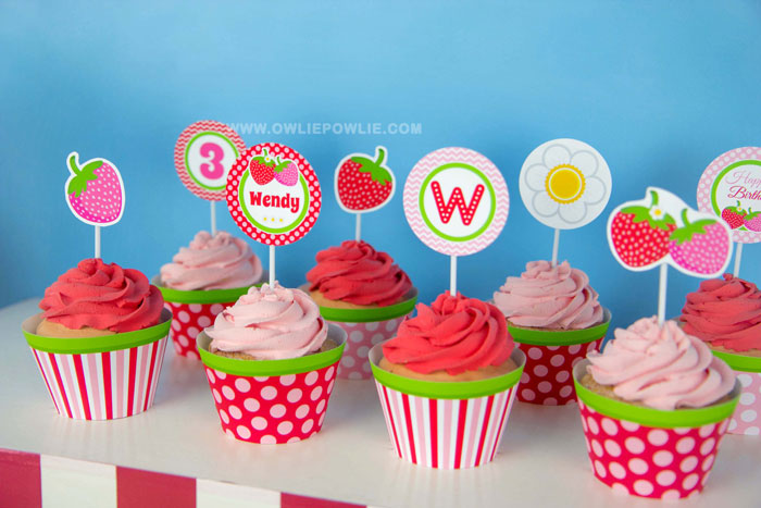 Strawberry Shortcake Cupcake Toppers