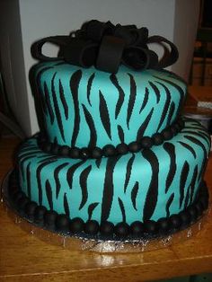 Teal and Black Zebra Cake