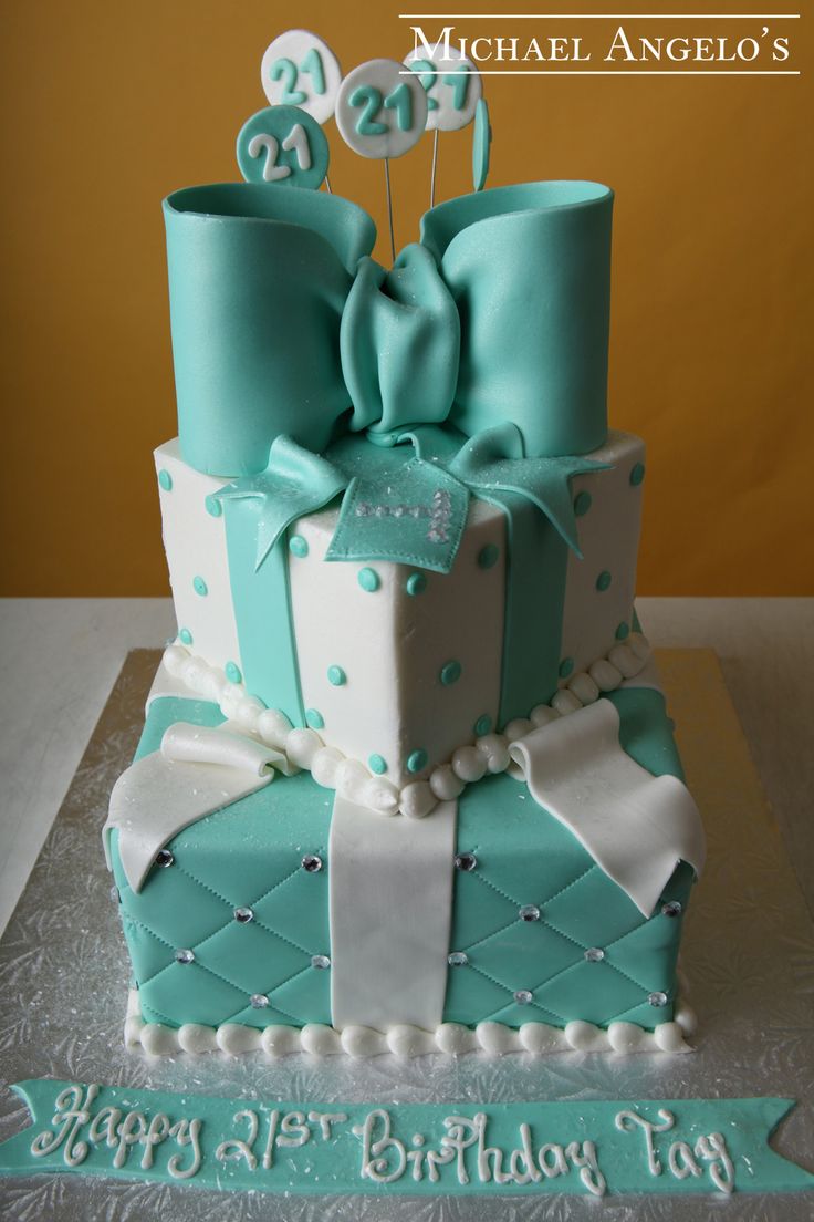 Tiffany Blue 2 Tier Birthday Cakes