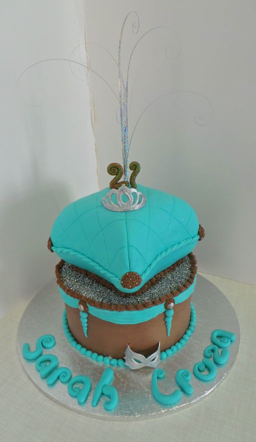 Turquoise and Brown Birthday Cake