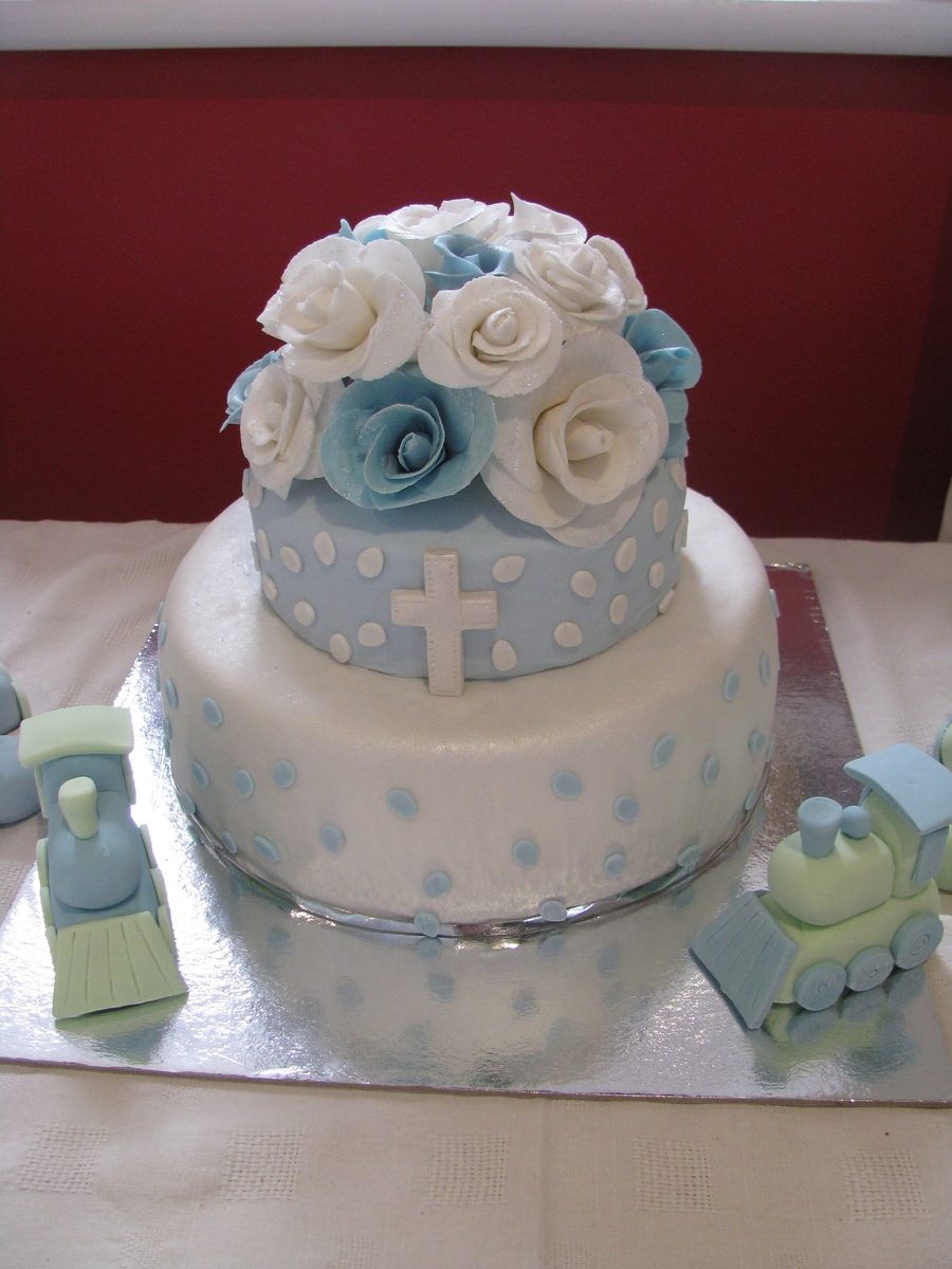 Twin Boys Christening Cake