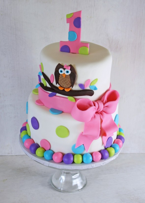 Twins 1st Birthday Owl Cake