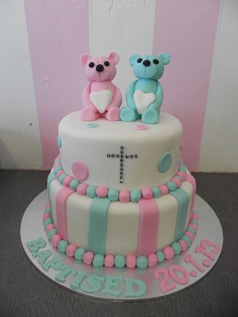 10 Photos of Twin Baptism Christening Cakes