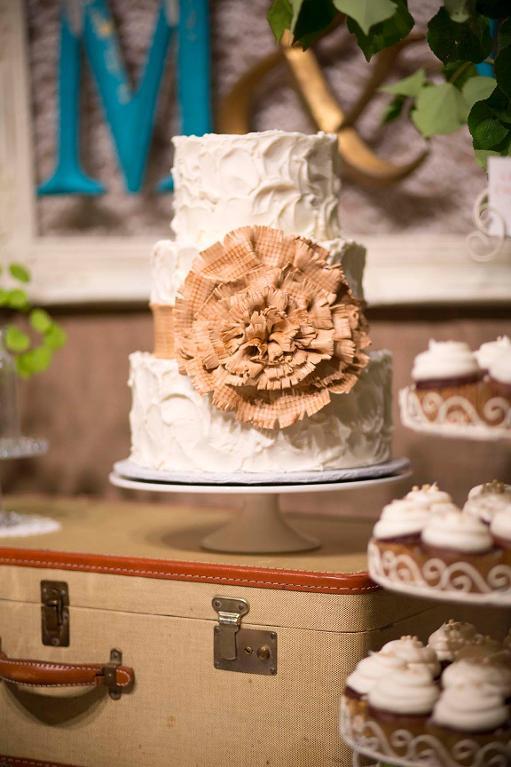 Wedding Cake with Burlap Ribbon