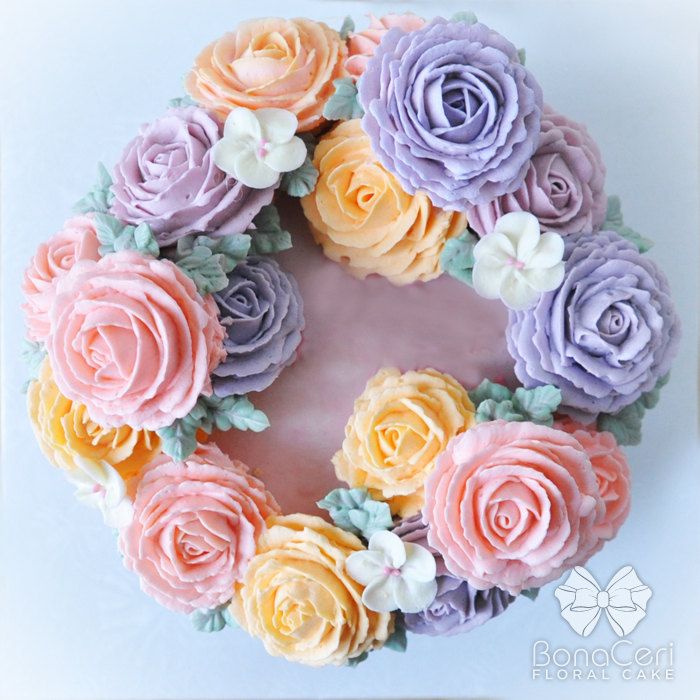 Wreath Buttercream Flower Cake