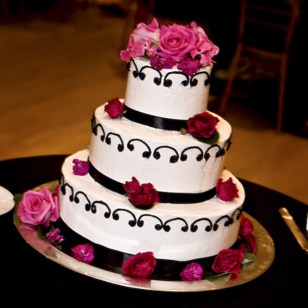 3 Tier Wedding Cake with Fresh Flowers