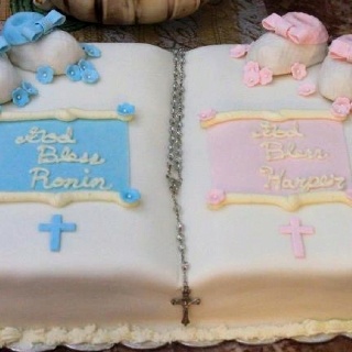 Baby Boy Baptism Cakes Bible