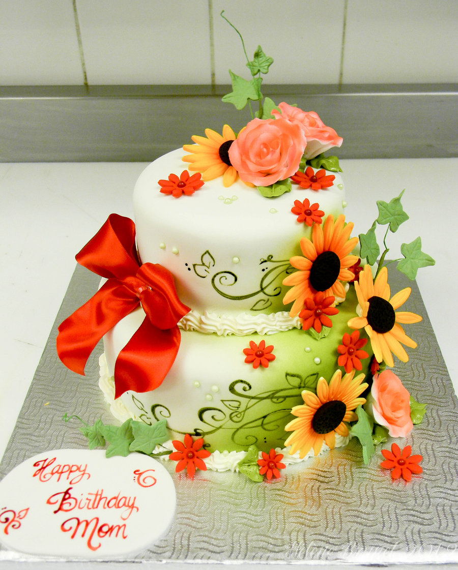 Birthday Cake with Flowers