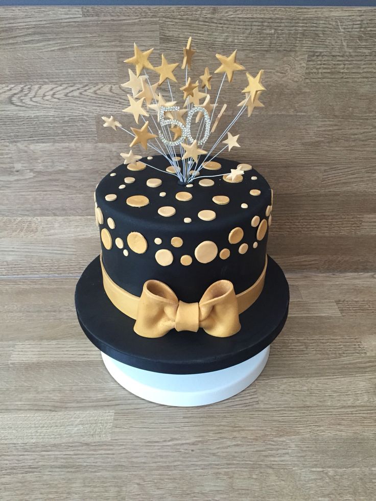 Black and Gold 50th Birthday Cake