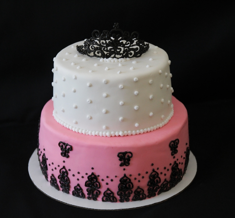 Black and Pink Buttercream Birthday Cake