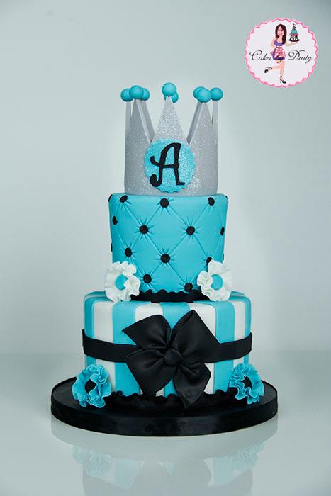 Black and Turquoise Birthday Cake