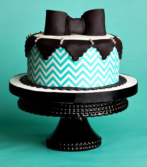 Black and Turquoise Birthday Cake