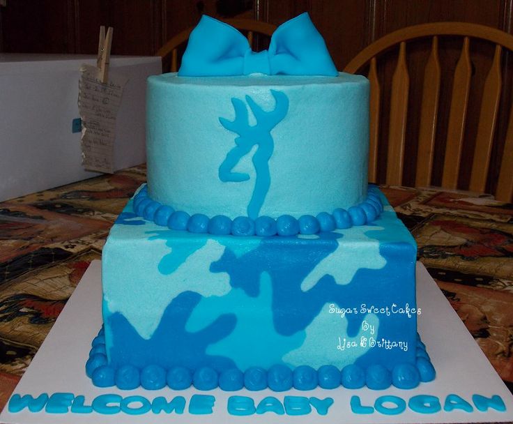 Blue Camo Baby Boy Shower Cake