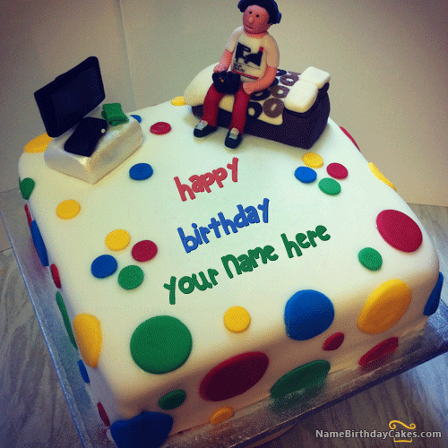 Boys Happy Birthday Cake with Name