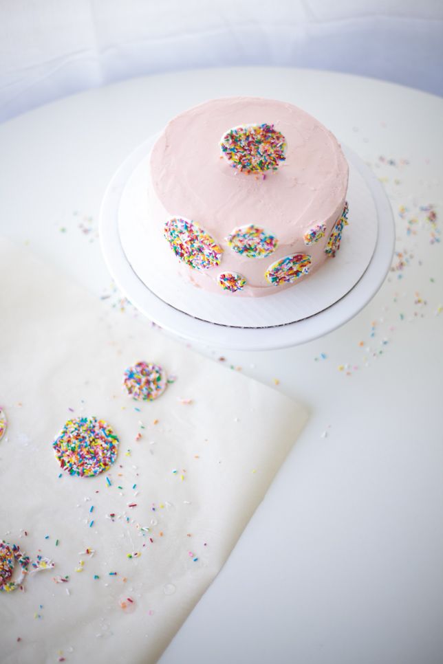 Cake Decorated with Confetti Sprinkles