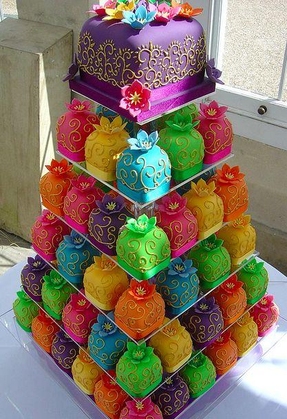 Colorful Cupcake Wedding Cake