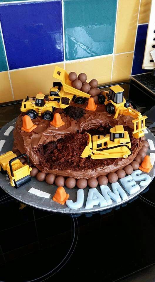 Construction Digger Birthday Cake