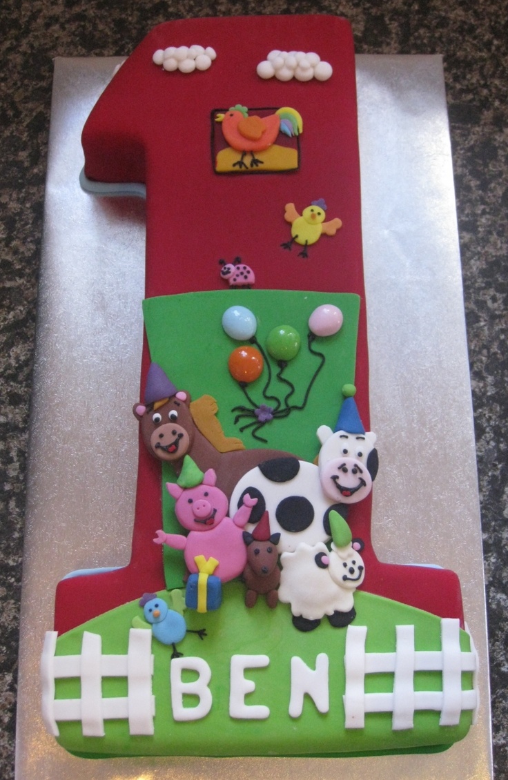 Farm Theme First Birthday Cake