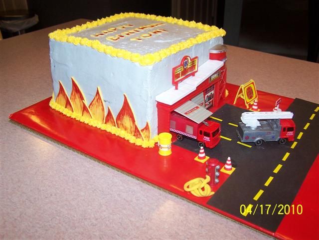 Fire Station Birthday Cake