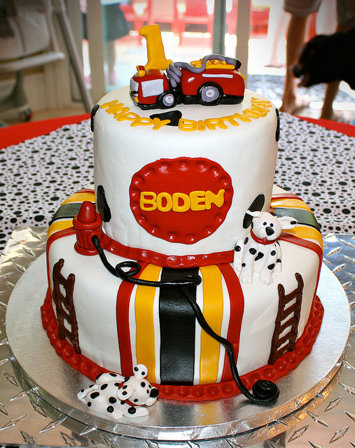 Fire Truck Themed Birthday Party Cake