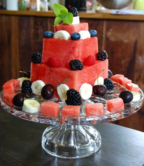 Fresh Watermelon Cake with Fruits