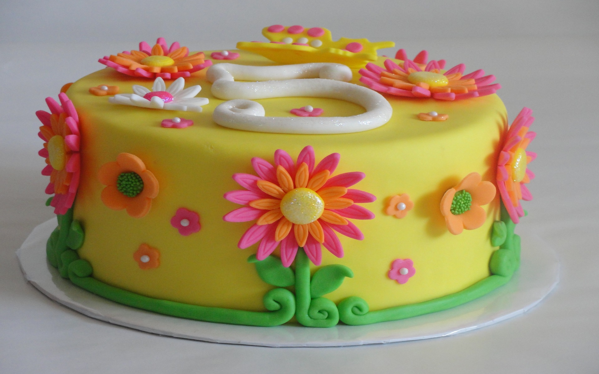 Happy Birthday Cake with Flowers