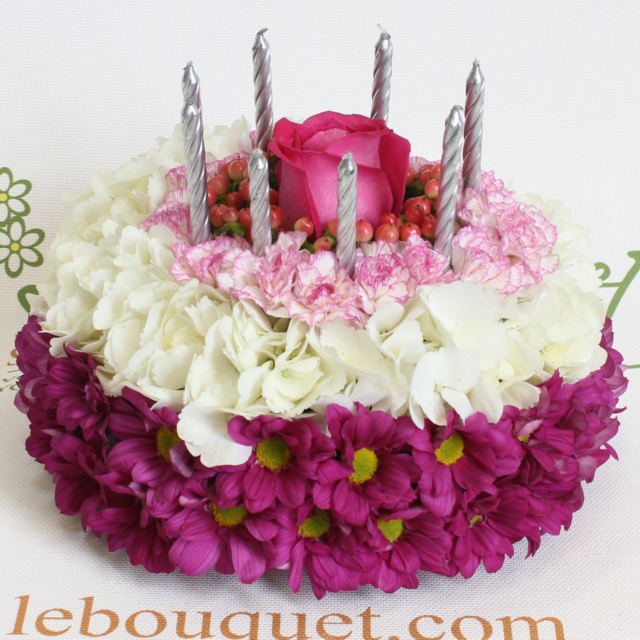 Happy Birthday Flowers Cake