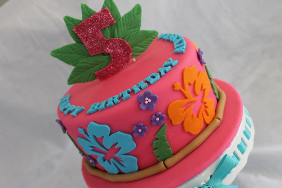 Hawaiian Themed Birthday Cake