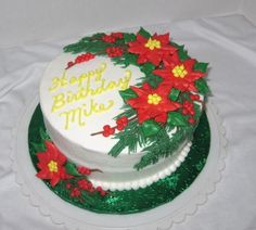 Images of Buttercream Cakes with Poinsettias Christmas