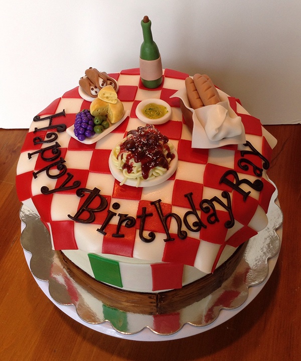 Italian Themed Birthday Cake