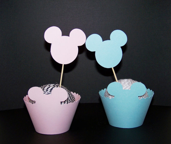 Mickey Minnie Gender Reveal Cupcakes