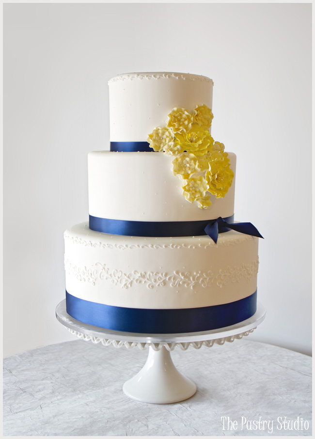 Navy Blue and Yellow Wedding Cake