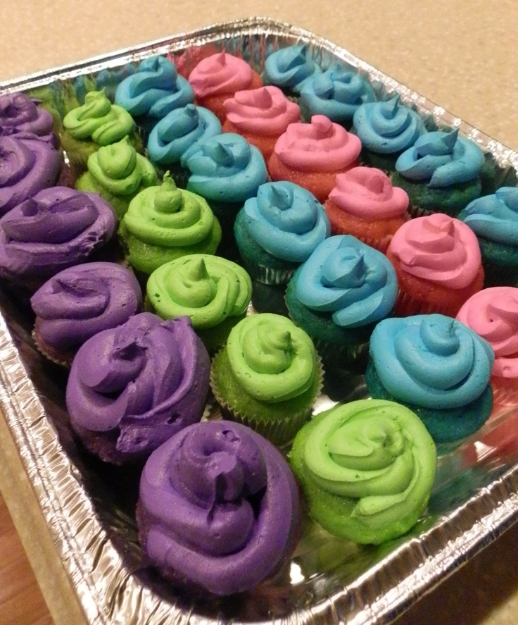 Neon Colored Icing Cupcakes