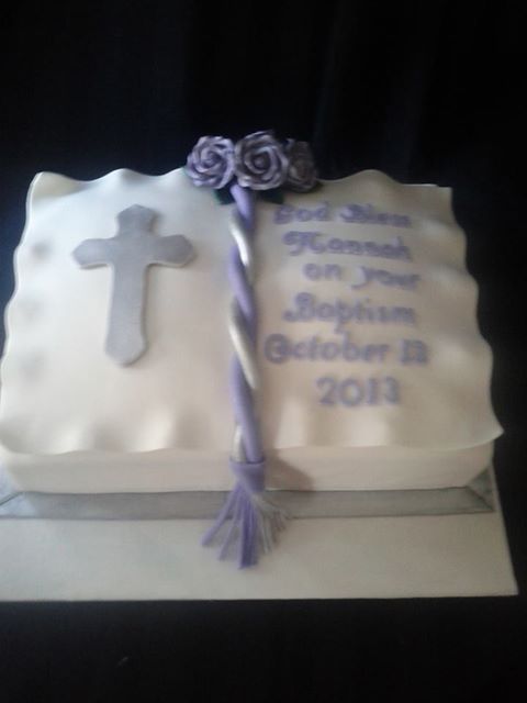 Open Bible Cake Baptism