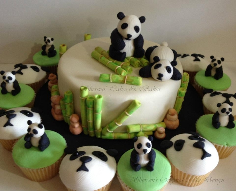 Panda Cupcakes and Cake