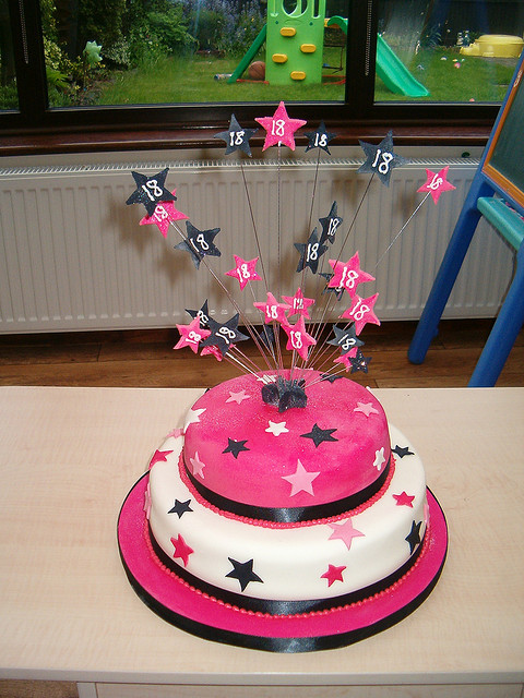 Pink and Black 18th Birthday Cake