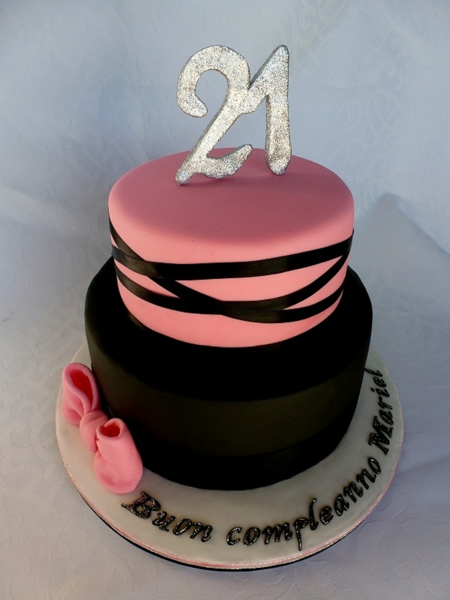 Pink and Black 21st Birthday Cake